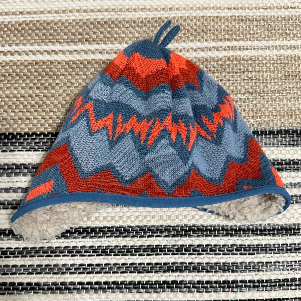 Patagonia Baby Reversible Sherpa Beanie‎ Geo Knit Blue